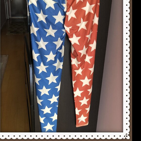 teeki  NWT  Women’s Leggings Star Novelty Print Athleisure 4th Of July Size S - Picture 6 of 6